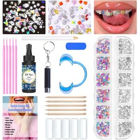 Jewelry Gems Kit 2200 Shining Gems Professional Crystals Gems Kit with Glue & Light Sparking Diamonds Gem Kit for Beginner and Skilled