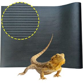 LUCKITTY Arbitrary Cutting Terrarium Reptile Carpet, Reptile Mat, Bearded Dragon Tank Accessories Flooring, Bearded Dragon, Leopard Gecko Substrate, Snake,Tortoise Bedding Black 17.5“× 79"
