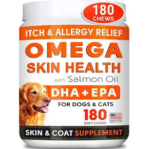 زيت السمك في Strellalalab يعامل Omega 3 للكلاب - الحساسية والراحة - البراغيث والمضغ للكلاب - مكملات الجلد والمعطف - سفك ، حكة في الجلد - 160 +CT (حزمة 1) - كبد لحم البقر in Kuwait