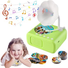 Kids Gramophone Toy with 96 Learning Cards - Record Player & Phonograph for Storytelling and Music - Educational Story Machine for Toddlers, Toddler Toys for Girls and Boys, Festival Gifts for Kids