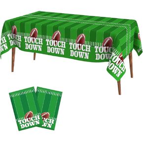 Football Tablecloth, Football Party Decorations 2 PCS Plastic Football Table Cloth Disposable Football Field Tablecloths Football Table Cover for Football Themed Party Supplies Birthday 54" X 108"