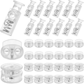 48PCS Spring Cord Lock, Plastic Cord Locks for Drawstrings Spring Toggle Stopper Cord Adjuster Shoelace Fastener Lock