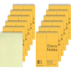 National Brown Board Cover Steno Notebook, Gregg Ruling, Green Eye-Ease Paper, 80 Sheets, 6 x 9.25 x 6 inches, Pack of 12 (36746-12)