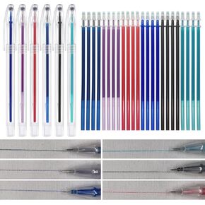 6 Heat Erase Pens Fabric Markers with 24Refills, Fabric Markers are Suitable forquilting Supplies, Sewing Supplies,Embroidery Tools