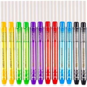 36pcs Pencil Erasers Pen-Style Eraser Portable Mechanical Eraser Include 12pcs Click Eraser Pen and 24 Click Eraser Refills for School Office Painting Writing Drawin