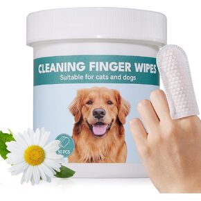 Ear Wipes for Dogs & Cats - Comfortable Finger Design, Gentle Ear Wax, Debris, and Dirt Cleaning | 50-Count Pack