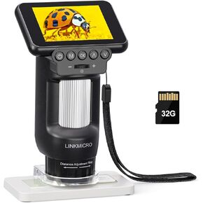 LM013 Microscope for Kids, Portable Mini Microscope for Kids 8-12, Handheld Microscope Magnifier Camera Kids Adults with 2.8" Screen, 8 LED, USB Output, Christmas Birthday Gifts, 32GB