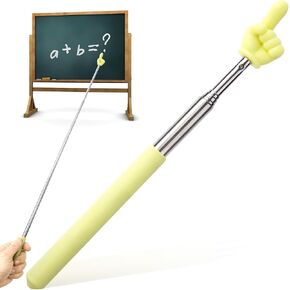 Retractable Teacher Pointers, Mini Portable Finger Pointer Stick, Cute Pointing Finger Stick Teach Supplies for Classroom Reading- Yellow