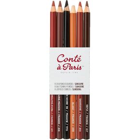 Conté à Paris Sketching Pencil - Sanguine (Pack of 6),White