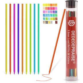 2.0mm Mechanical Pencil Lead 36 PCS with Case Colorful Graphite Pencil Lead Pencil For Construction, Draft Drawing, Crafting, Art Sketching