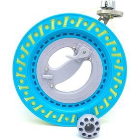 Simxkai 9.8in الأزرق الكبير Kite Kite Winder مع فرامل الإبهام دليل خط متعدد الاتجاهات قفل Ratchet Lock للبالغين الطيران الطائرات الورقية يأتي مع خط 2950 قدم
