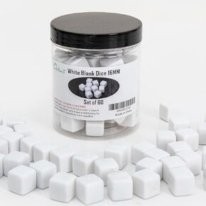60 Pieces Blank Dice Write on,16MM Six-Sided White Cubes with Smoothed Surface for Board Games,DIY Sticker,Math Activities,Building Blocks,Custom Making