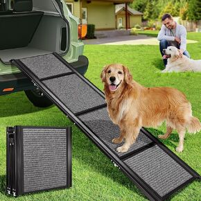 VIVOHOME Dog Ramp for Car, Stairs, 71" x 20" Extra Long & Wide Folding Dog Ramp with Anti-Slip Rug Soft Surface for Medium or Large Dogs Get on a Bed, SUV Car & Truck, Outdoor Dog Ramp Up to 200 LBS