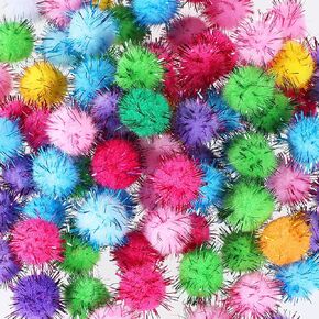 Oruola 100pcs pompoms ، poms multiclor multiclor pom poms للحرف اليدوية ، 0.6-0.8 بوصة pom poms ، pompoms for crafts diy art decorations cat toys ، الأطفال هدية هدية