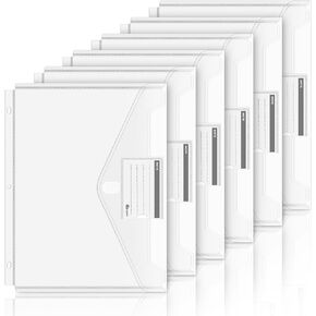 Clear Binder Pockets for 3 Ring, 28 PCS Plastic Binder Folders Envelopes with Extra-Long Hook and Loop Closure, Letter Size Heavyweight Poly Binder Organizer with Label Pocket for School Office Home