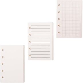 Mogoostry A8 5-Hole Punched Refill Paper, 3 Pack A8 Size Mini Binder Filler Paper, Lined Grid Blank Paper Planner Refills Loose Leaf Paper Inserts, 40 Sheets Per Pack, Total 120 Sheets