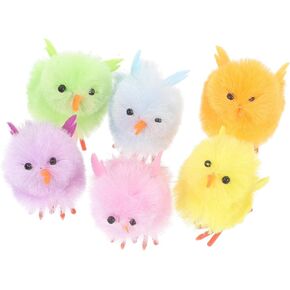 6pcs Easter Mini Chicks: 1.6in Fluffy Color Mini Chicks Plush Easter Chicken Fuzzy Chicks for Easter Party Favors DIY Crafts