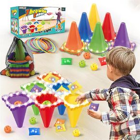 31pcs 3-in-1 مجموعة كرنفال مجموعة التحرير والسرد ، LED Bean Bag Game Supplies ، Ring Toss Yard Lawn Backyard Games ، ألعاب في الهواء الطلق الرائعة للأطفال البالغين حفلات أعياد الميلاد ، والأنشطة المدرسية
