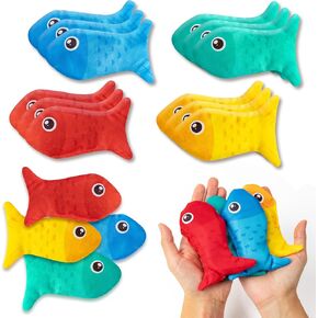 Fish Bean Bags for Tossing - 12Pcs Fish-Shaped Bean Bag Toss Game for Kids Outside Tossing Game Nylon Bean Bag Toy Indoor Outdoor Toy for Toddler Holiday Family Party Throwing Game Supplies