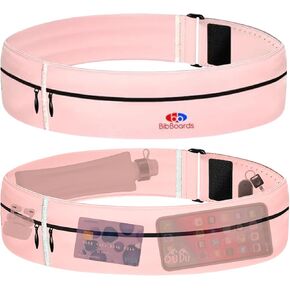 Running Belt for Men & Women - Water & Sweat-Resistant No Bounce Runners Fanny Pack for Phone, Keys, Cards & Money, Adjustable Running Band for Marathon, Jogging, Hiking, Cycling - Pink