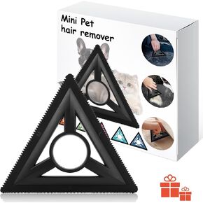 Mini Pet Hair Remover Tool for Car Detailing Supplies, pet Hair Remover for Car Interior, Triangle Pet Hair Remover for Auto Detailing, Couch, Furniture, Lint, Carpet(Black)