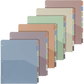 48 PCS/6 Sets 8 Tab Binder Dividers with Mobicets Plastic Tabs Dividers for 3 Ring Binder with Mobicets Sturdy Sturdy Dividers for Office School Home Organizer (Boho)