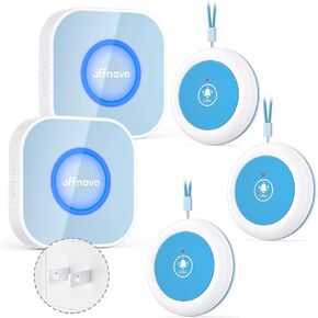 OFFNOVA Caregiver Pager, Wireless Call Button System for Seniors, 1000FT Range Emergency Alert Button for Patients/Elderly/Disabled, Waterproof Panic Call Bell for Home Nursing & Monitoring