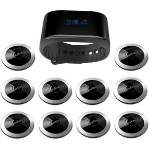 SINGCALL Waterproof Wireless Calling Bells Patient Calling System Call Nurse Doctor Pack of 1 Watch Receiver and 10 Pagers