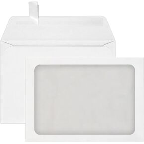 LUXPaper A7 Full Face Window Envelopes | Peel & Press | 5 1/4" x 7 1/4" | White | 70lb. Text | 50 Qty
