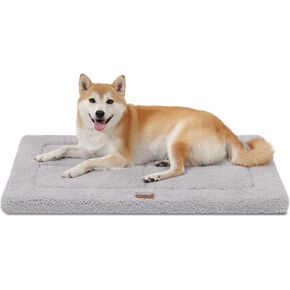 Washable Dog Crate Bed Mat for Large Dogs, Reversible Ultra Soft Dog Crate Pad, Fleecy Foam Pet Beds for Indoor & Outdoor Dogs, 35" x 23", Gray