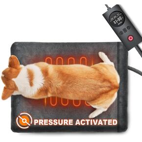 UNCN Dog Cat PAD PAD LUST تنشيط 18 × 22 بوصة حزمة حرارة الحيوانات الأليفة تلقائيًا حصيرة سرير محفوفة بالحيوية للداخلية ، وسادة الاحترار الداخلي مع الحبل المقاوم للمضغ ، ودرجة حرارة قابلة للتعديل ، وقابلة للغسل المقاومة للماء