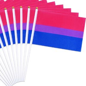 50 Pack Bisexual Pride Flags Pride Month Accessories Bi Pride Rainbow Flag Hand Held Flags Decorations Stuff for Parades Rainbow Festival Party