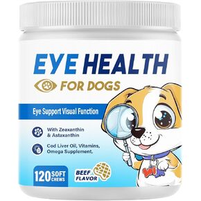 Eye Support Soft Chews for Dogs, Eye Supplements for Dogs, Dog Omega Supplement, Omega 3 EPA & DHA Fatty Acids, 120pcs