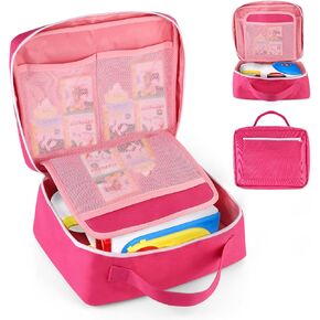 Toy Organizer Storage Bags for Little Tikes Story Dream Machine, Oxford Toy Bags Portable Organization Case with Separate Pockets for Little Tikes Story Dream Machine Books Starter Set(Rose Red)