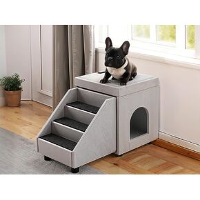 YITAHOME Dog Window Perch, Foldable Pet Window Perch with Stairs, Dog Stairs with Platform for Window, Pet Stairs for High Beds or Sofa, Cat Window Seat with Waterproof Lining