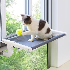SVD.PET Cat Window Perch, Cat Hammock Window Seat with Sturdy Metal Frame for Large Cats and Kittens, Easy to Adjust for Windows & Bedsides, No Suction Cup No Drilling