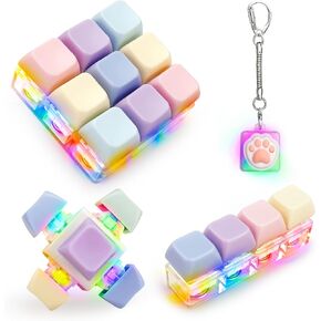 4 PCS Keyboard Fidget Toy for Adults with Sound,Keyboard Clicker with LED Light ,Keyboard Decompression Toys Button Gifts to Relief Stress Pass The Time (Four-Piece Set)