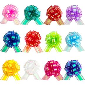 24 PCS قوس قزح الانتهاء من أقواس السحب لمجموعة غلاف الهدايا ، أقواس سحب كبيرة 6 بوصة لتعبئة الهدايا ، زينة الحفلات ، الحرف اليدوية DIY ، زينة الزفاف ، لوازم الحفلات (قوس قزح متعدد الألوان)