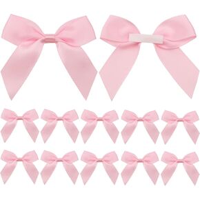 Blue Satin Ribbon Bows 50Pcs Self Adhesive Satin Bows Gift Wrapping Premade Ribbon Bows with Double-Sided Tape for Making Crafts Christmas Birthday Wedding Decorations