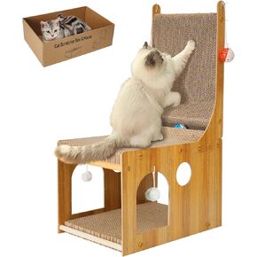 Cat Scratcher ، لوحة خدش القط ذات الطبقة المزدوجة ، خدش القط الرأسي على شكل L للحائط والأريكة ، خدش Cat Catboard مع 5 ألعاب Cat Ball للقطط الداخلية