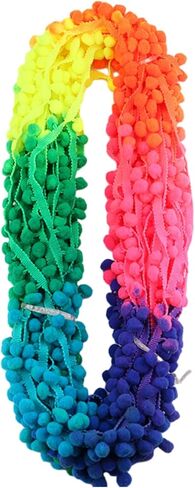 20 Yards Pom Fringe Trim,Mini Ball Tassel for Women,4/5inch Wide Soft Pompom Fringed Ribbon for Clothing Bedding Pillow Quilt Curtain Bag Sewing Accessories(Pink) in Kuwait