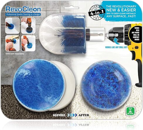 4 Piece Scrub Brush Power Drill Attachments-All Purpose Time Saving Kit-Perfect for Cleaning Grout, Tile, Counter, Shower, Grill, Floor, Kitchen, Blue & White in Saudi Arabia