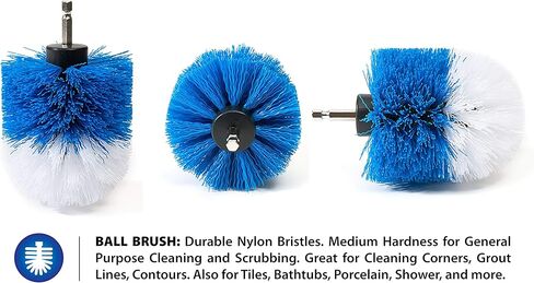4 Piece Scrub Brush Power Drill Attachments-All Purpose Time Saving Kit-Perfect for Cleaning Grout, Tile, Counter, Shower, Grill, Floor, Kitchen, Blue & White in Saudi Arabia
