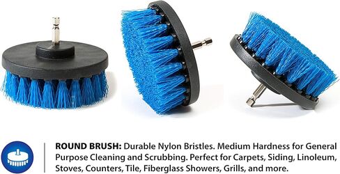 4 Piece Scrub Brush Power Drill Attachments-All Purpose Time Saving Kit-Perfect for Cleaning Grout, Tile, Counter, Shower, Grill, Floor, Kitchen, Blue & White in Saudi Arabia