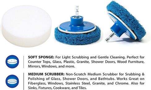 4 Piece Scrub Brush Power Drill Attachments-All Purpose Time Saving Kit-Perfect for Cleaning Grout, Tile, Counter, Shower, Grill, Floor, Kitchen, Blue & White in Saudi Arabia