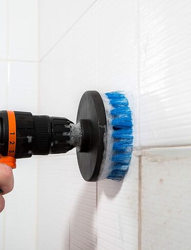 4 Piece Scrub Brush Power Drill Attachments-All Purpose Time Saving Kit-Perfect for Cleaning Grout, Tile, Counter, Shower, Grill, Floor, Kitchen, Blue & White in Saudi Arabia
