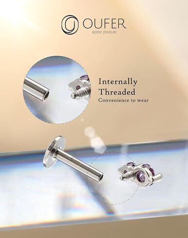 OUFER 925 Sterling Silver Helix Jewelry ، 16G مسطحة للأقراط الغضروف ، أقراط Tragus Helix المسطحة داخليًا للنساء ، مجوهرات ثقب الشفاه (Blue-6mm) in Kuwait