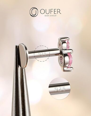 OUFER 925 Sterling Silver Helix Jewelry ، 16G مسطحة للأقراط الغضروف ، أقراط Tragus Helix المسطحة داخليًا للنساء ، مجوهرات ثقب الشفاه (Blue-6mm) in Kuwait