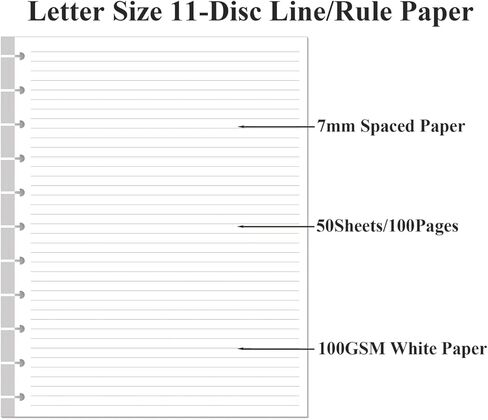 حجم الحرف ورقة مبطنة ، 11 TUL DISC Paper Insert - 50 ورقة/100 صفحة تعبئة مخطط ورقة ورقة فضفاضة ، 5 فواصل TAB ملونة ، 8.5 "× 11" in Kuwait