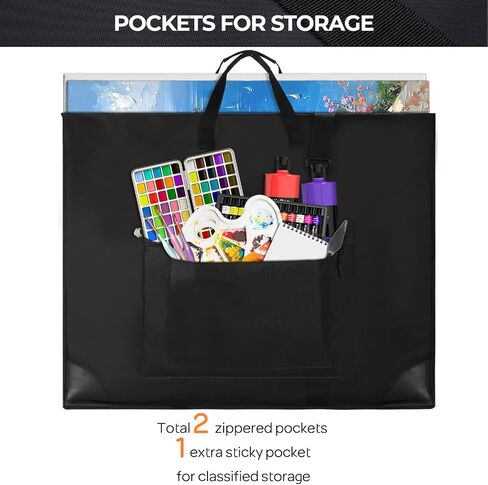 Nicpro Large Size Art Portfolio Case, Artist Portfolio Tote Bag with Leather Corners & Side Widening, Waterproof Storage Portfolio Folder with 3 Pockets for 24'' x 36'' Poster Canvas Sketching Drawing in Saudi Arabia